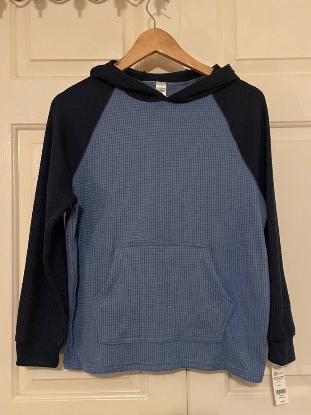 NWT OshKosh B'gosh Boys Blue Waffle Knit Hoodie 14 - Cozy Kidcore Pullover